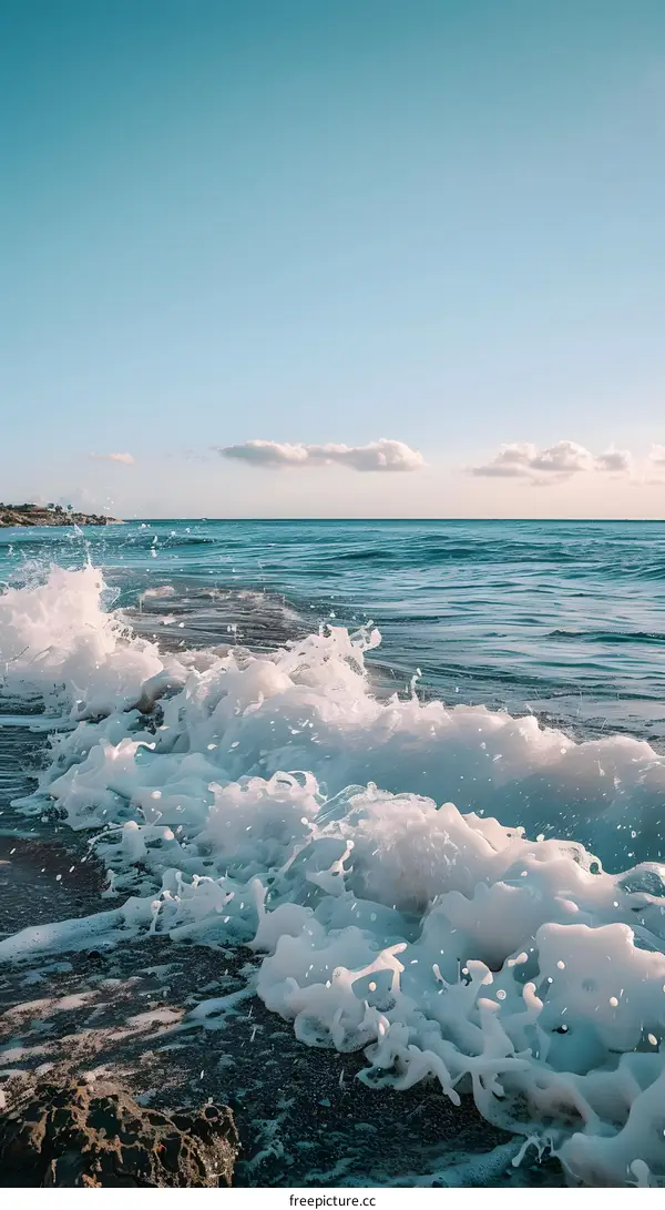 Sea Foam Crashing on the Beach