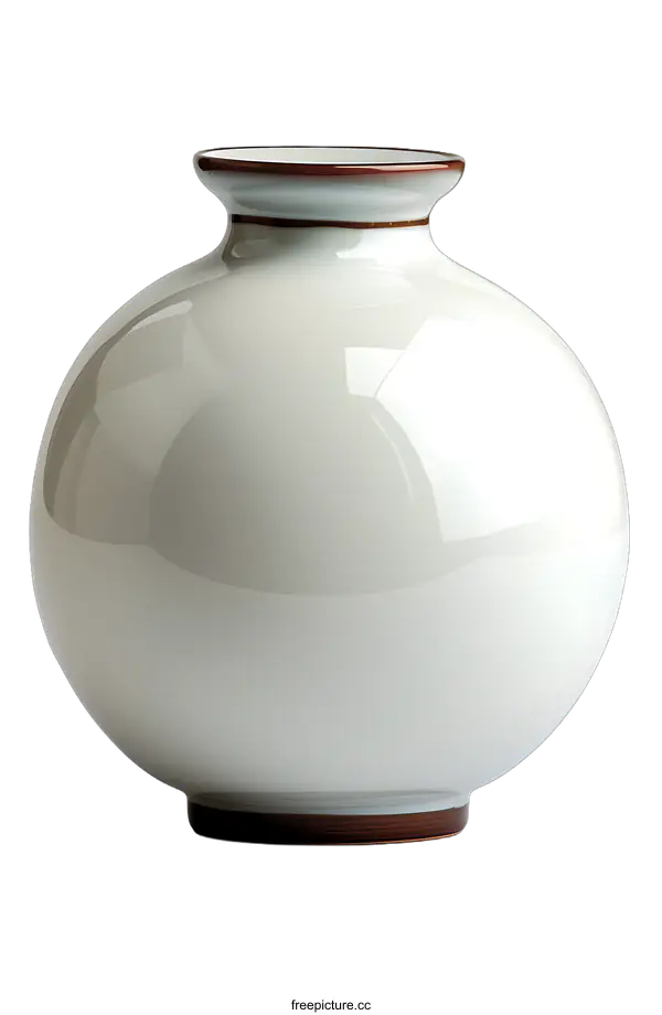 [Transparent Background PNG]Round ceramic vase with brown base