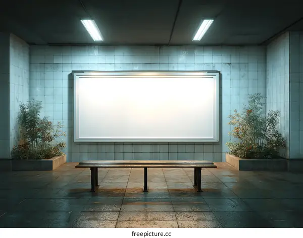 Blank Billboard in an Underground Subway Station