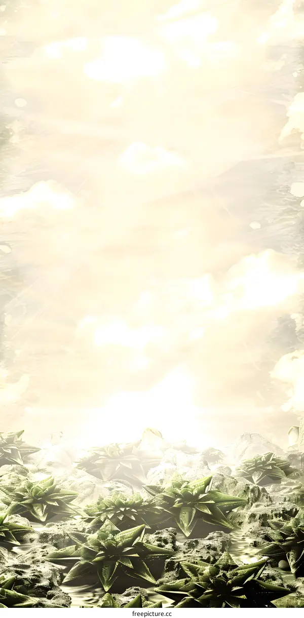 Abstract Artistic Green Plants On White Background