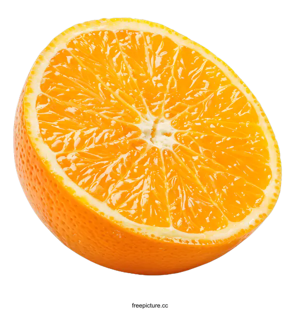 [Transparent Background PNG]Fresh Sliced Orange Half with White Background