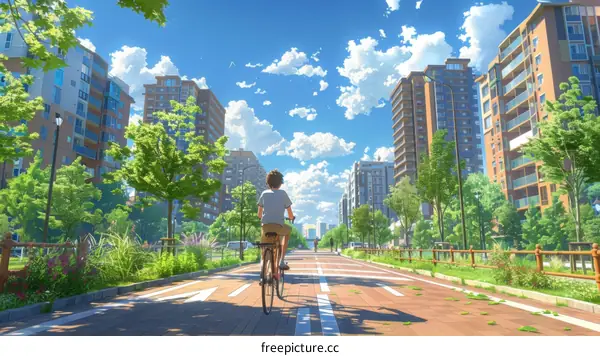 Cycling through the City on a Sunny Day