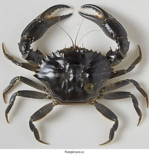 A black crab on a white background