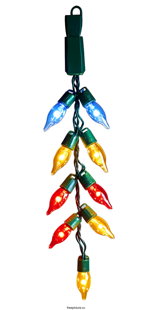 [Transparent Background PNG]Multicolored Christmas Lights String with Green Wire