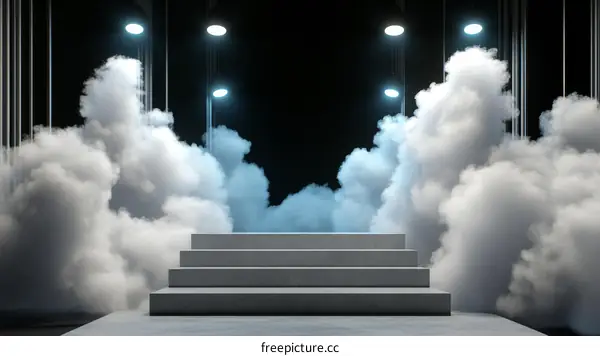 Abstract Concrete Steps with Smoke