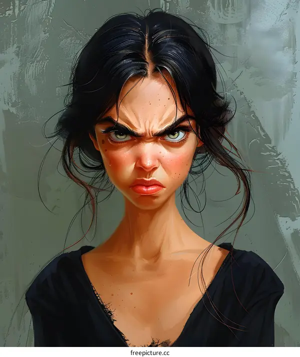 A woman with an angry expression on her face