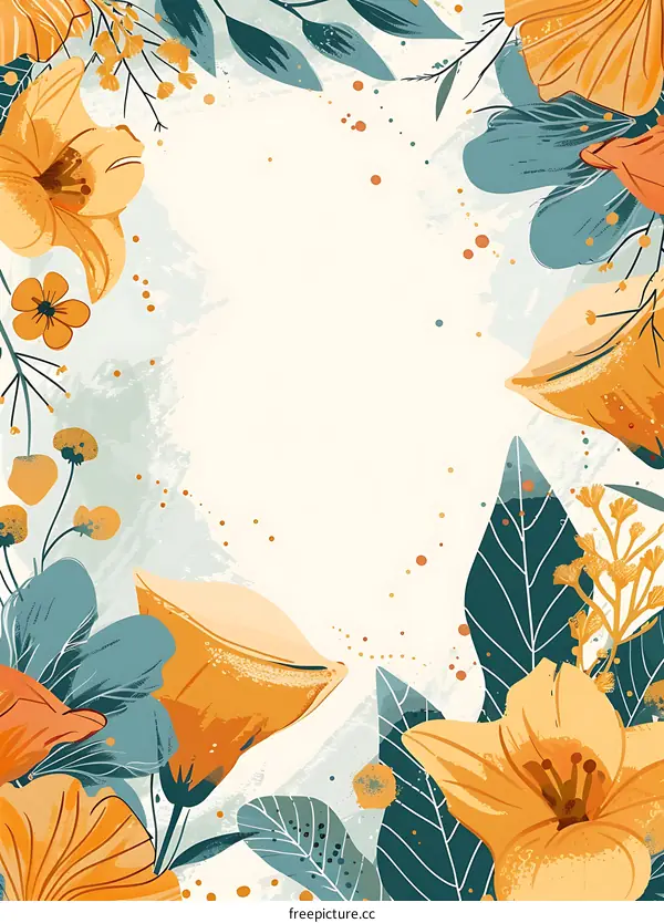 Floral Background with Yellow and Green Flowers