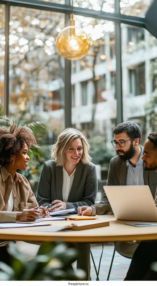 Business Meeting in Modern Office Setting