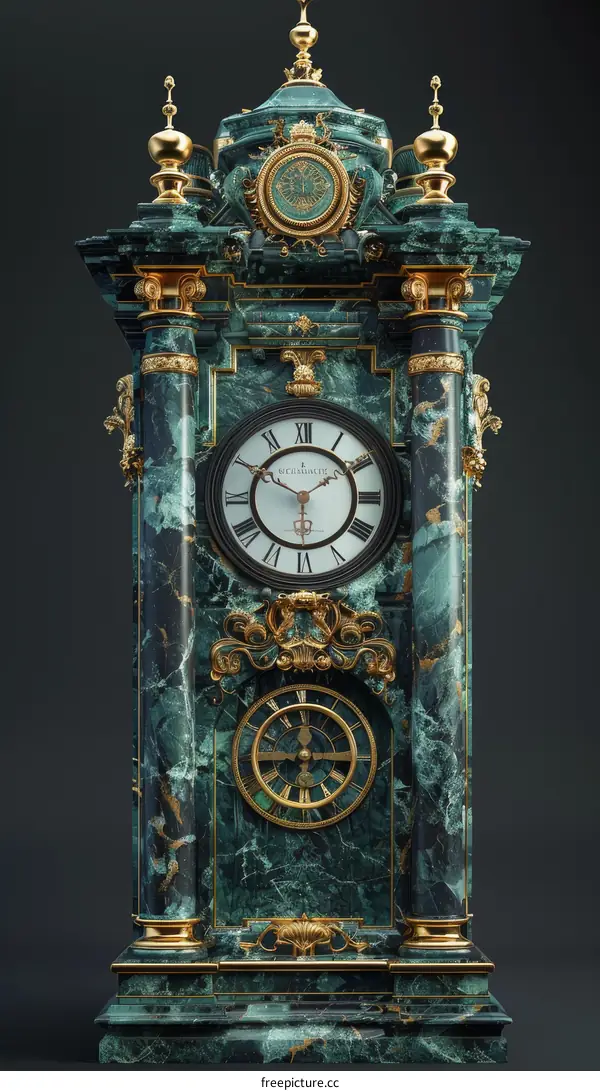 Antique Emerald Green Marble Clock