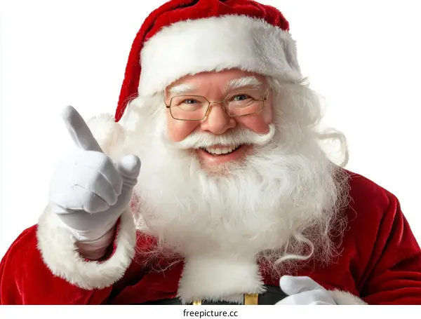 Santa Claus Pointing with a Festive Smile