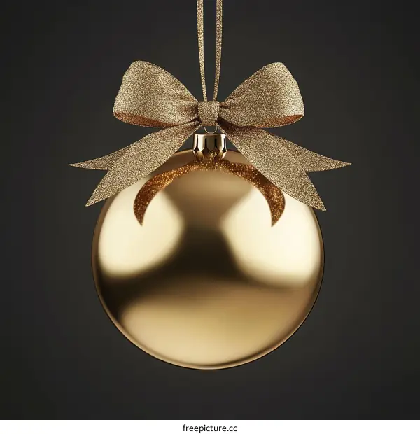 Golden Christmas Ornament with Glittery Ribbon