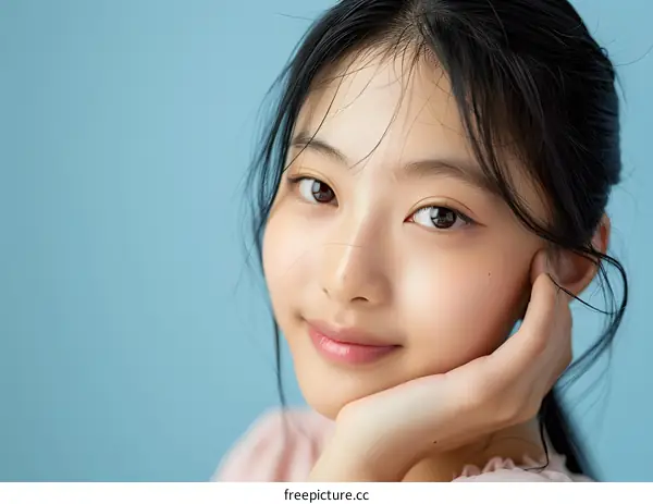 Portrait of a Young Asian Woman with a Gentle Smile