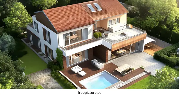 Modern Home with Swimming Pool and Terrace