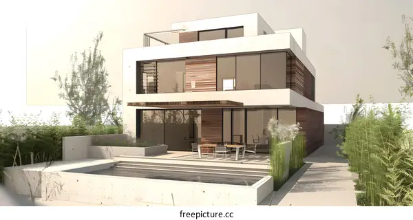 Modern Architecture House With Pool and Garden