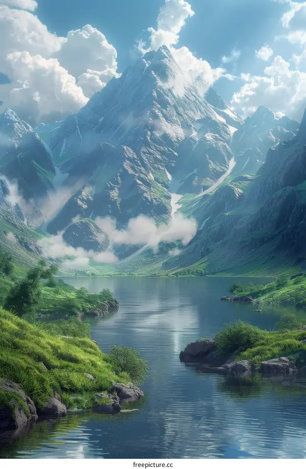 Majestic Mountain Landscape with Serene Lake
