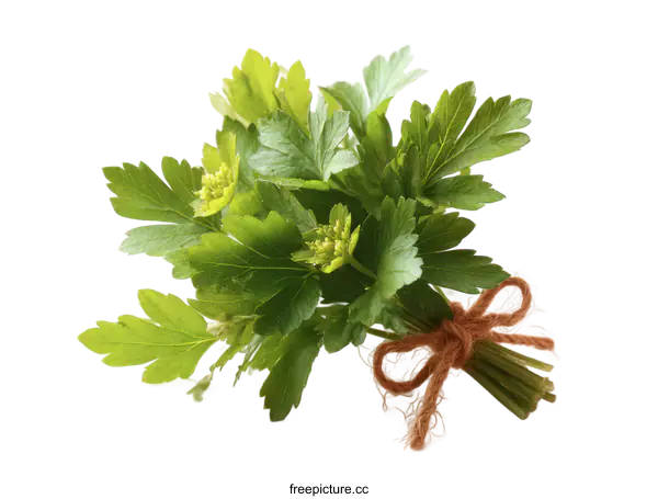 [Transparent Background PNG]Fresh Parsley Bunch with Tied Stems