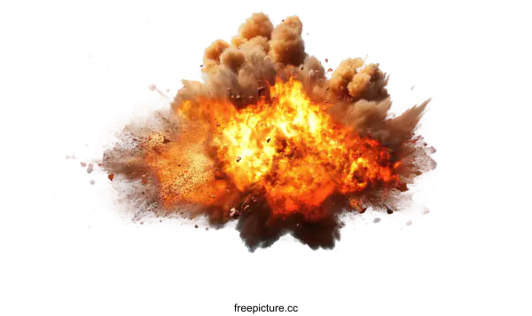 [Transparent Background PNG]Explosive Blast with Debris and Smoke