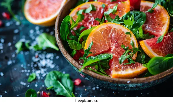 grapefruit salad with spinach and arugula