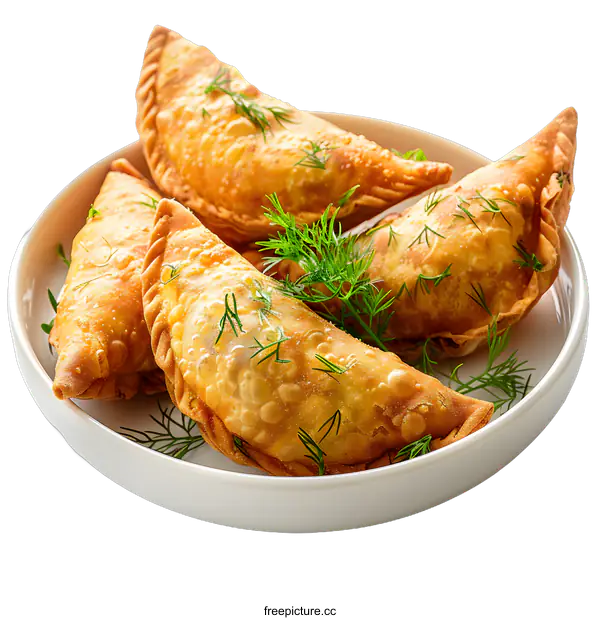 [Transparent Background PNG]Delicious fried empanadas on white background