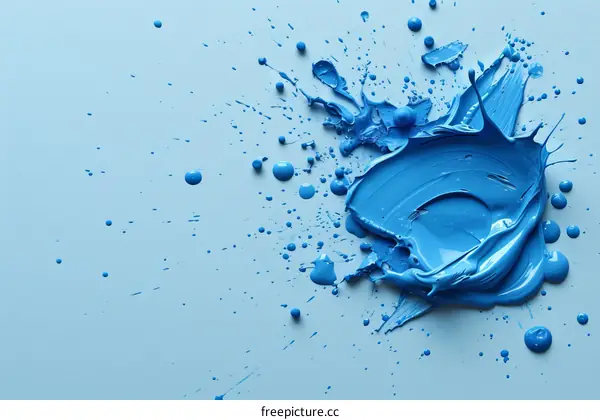Blue paint splatter on a blue background