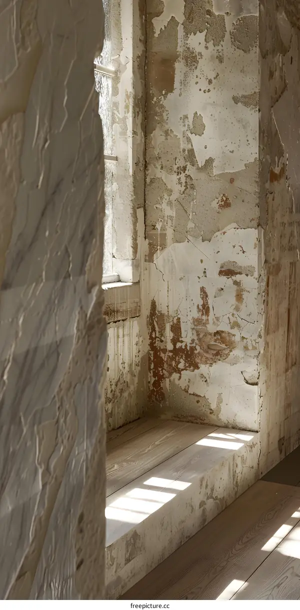 Old Building Wall With Flaking Paint