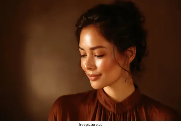 Close-up Portrait of a Woman with a Stylish Updo
