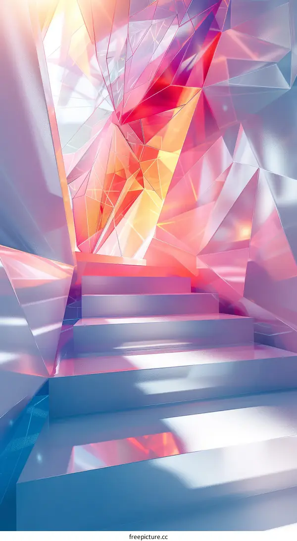 Pink and Blue Futuristic Crystal Staircase