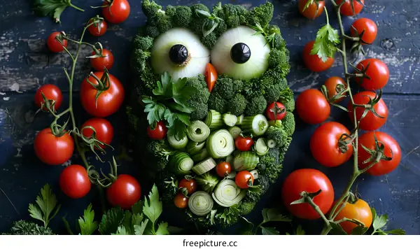 A Cute Owl Made of Vegetables