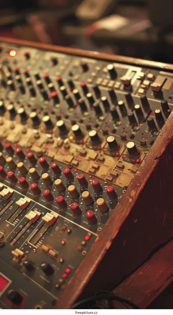 Sound mixer with a lot of buttons and knobs