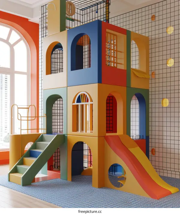 Modern Kids' Playroom with Shapes and Colors