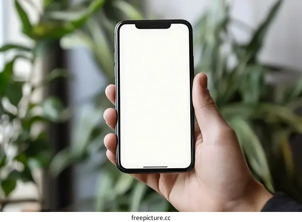 Hand Holding Smartphone With Blank Screen Mockup