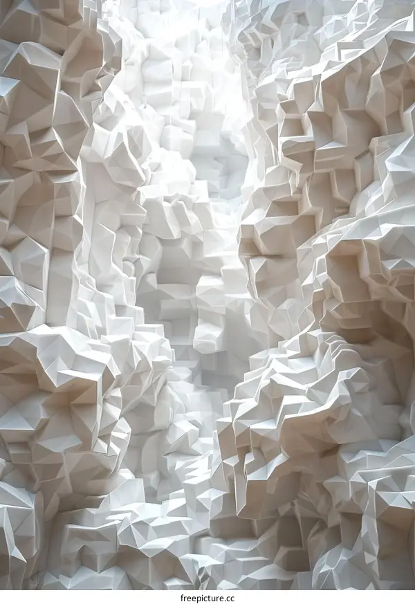 Futuristic Polygonal White Cave 3D Render