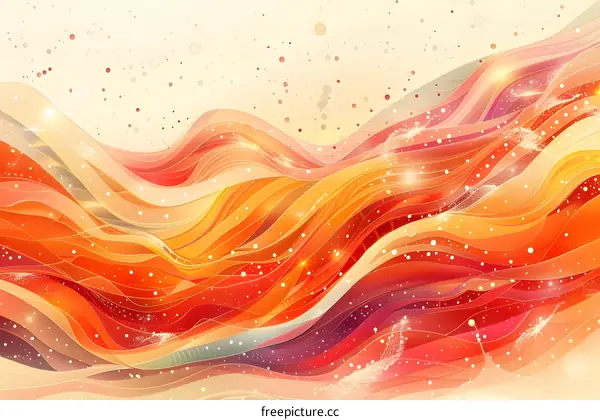 Orange red and yellow flowing curves abstract background