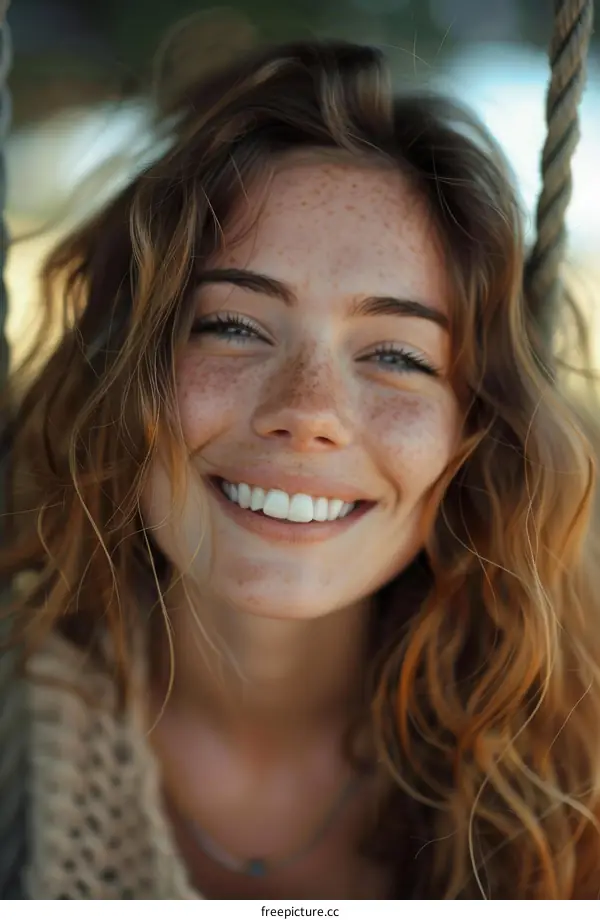 Close Up Portrait of a Woman with Freckles