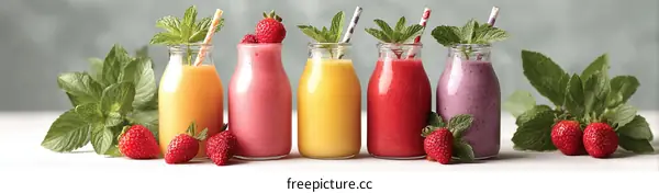 Assorted Fruit Smoothies in Glass Bottles