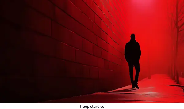 Red Brick Alley Silhouette of a Person