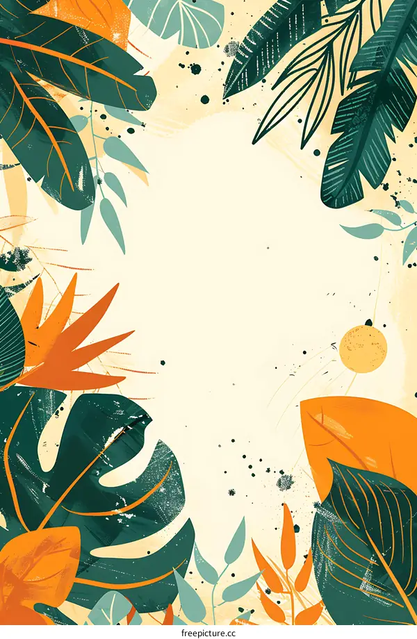 Tropical Leaves Frame Illustration Design
