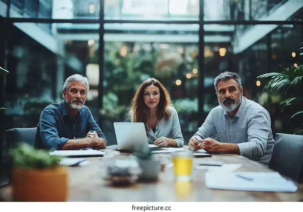 Business Meeting in Modern Office Space