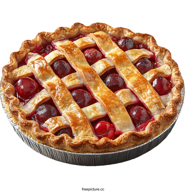 [Transparent Background PNG]Delicious Homemade Cherry Pie with Lattice Top