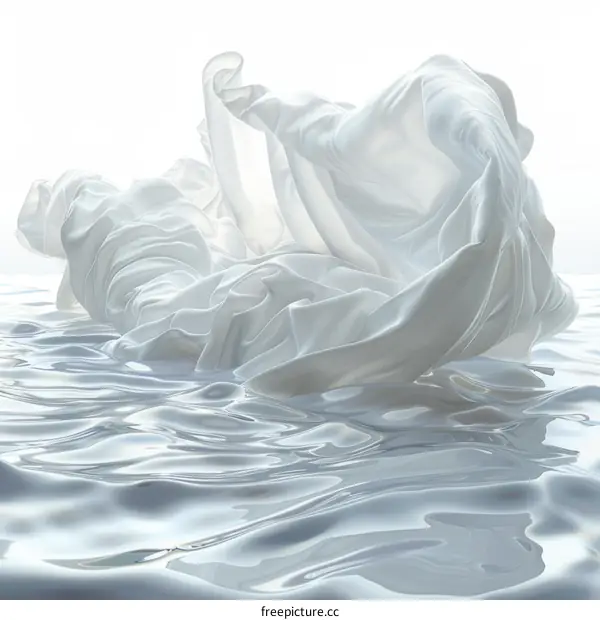 White cloth floating on the water surface