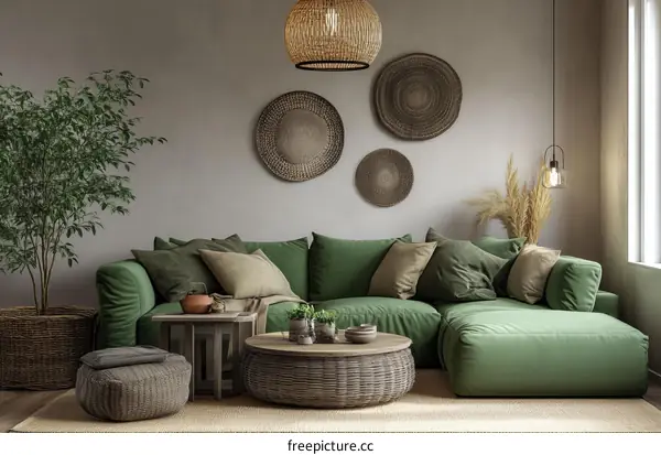 Modern Boho Living Room Illustration