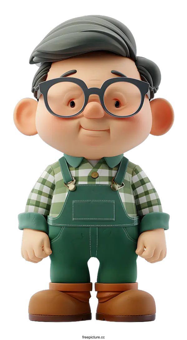 [Transparent Background PNG]Cartoon Character Wearing Green Overalls
