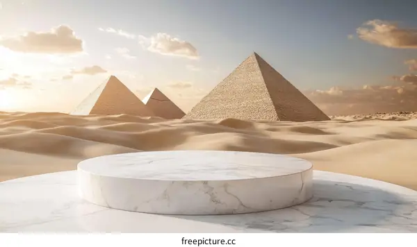 Desert Pyramid Marble Podium Showcase