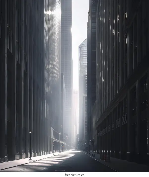 Empty Street in Downtown City