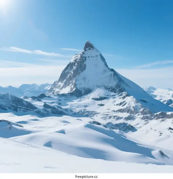 Matterhorn Peak Snowy Mountain Scenery with Clear Blue Sky