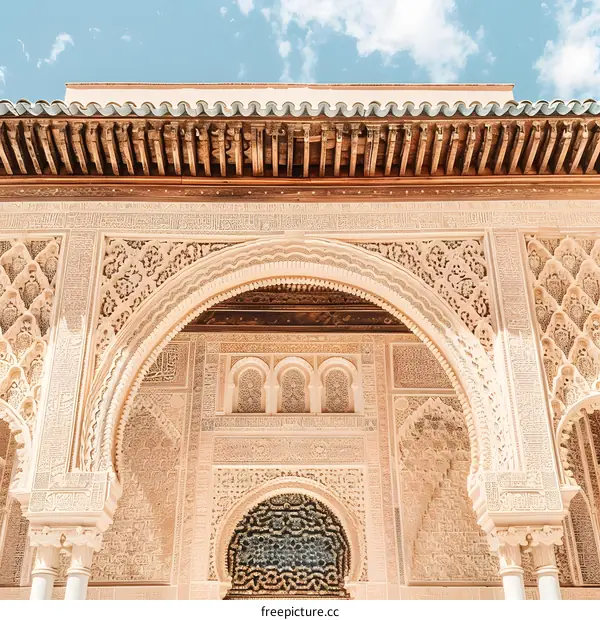 Intricate Carvings and Arches of a Moorish Palace