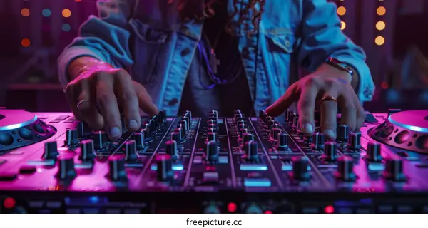 A DJ is mixing music on a controller