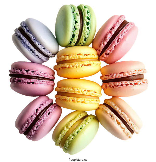 [Transparent Background PNG]Colorful Macarons in a Flower Pattern