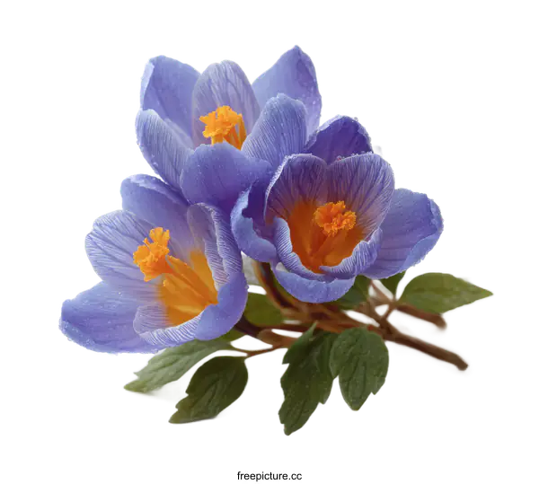 [Transparent Background PNG]Delicate Spring Crocus Blossoms Close-up