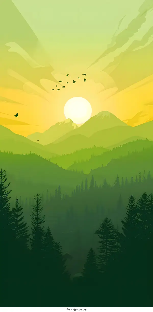 Green Mountain Sunset Landscape